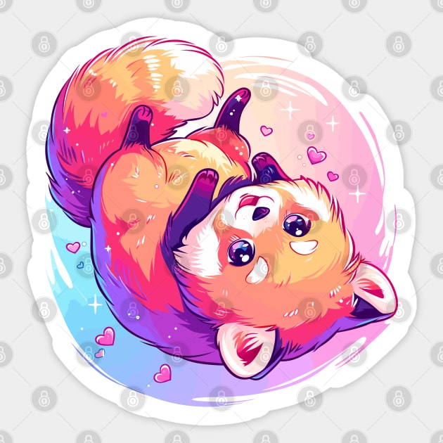 Happy young red panda with vivid colors Sticker by etherElric